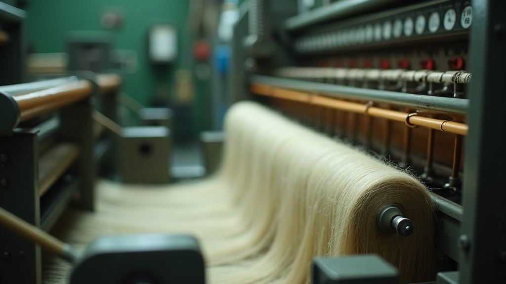 Bobines de fil de chanvre en cours d'enroulement sur un métier à filer